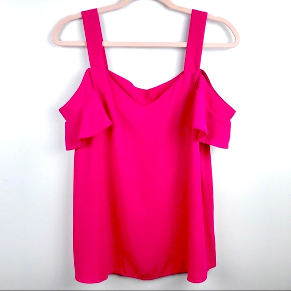 NWT Kut from the Kloth x Stitch Fix Fuchsia Mattilda Cold Shoulder Blouse - Picture 2 of 6